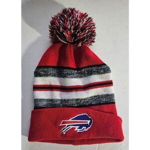 Buffalo Bills NFL Football Knit Hat Pom Pom Red White Black CITY HUNTERS One Sz